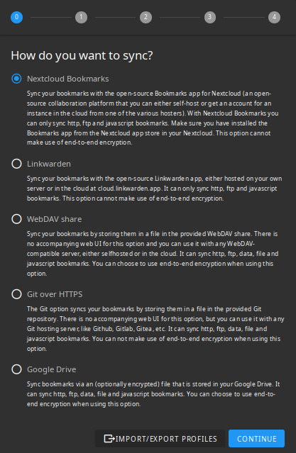 Floccus - Syncronization options after installing browser plugin